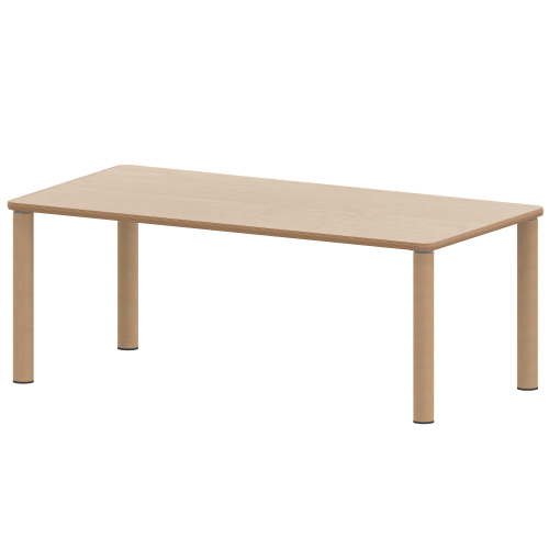 Tisch ZALOTTI mit Schichtstoff-Belag Rechtecktisch, B/H/T: 160x46x80 cm, Massivholzbeine Ø 60 mm, Fußvariante: Stellfuß
