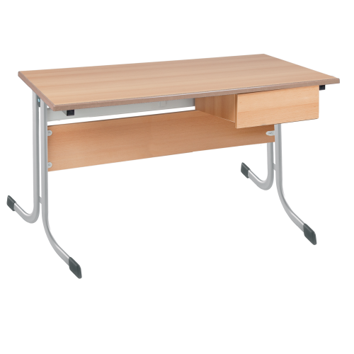 Lehrertisch, Melamin, Schub rechts unter der Tischplatte montiert B/H/T: 130x76x65 cm, mit Schublade