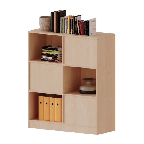 Raumteiler Regal, 3 Ordnerhöhen - Serie evo180 B/H/T: 100x118x40 cm, 6 Fächer, wechselseitig angeordnet, mit Sockel (81 mm)