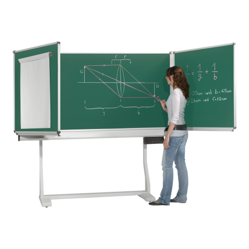 Fahrbare Federzugtafel aus Premium Stahlemaille, grün MF: 200x120 cm, FF: 100x120 cm