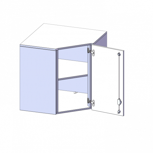 Innenecke Aufsatzschrank, 2 Ordnerhöhe - Serie evo180 B/H/T: 70x72x70 cm, Für 40 cm tiefe Schrankwände, Tür öffnet nach rechts