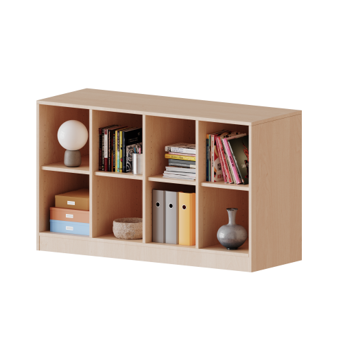 Regal, vierreihig, 2 Ordnerhöhen - evo180 Serie B/H/T: 138,7x82x50 cm, mit Möbelstellfüßen, ohne Boxen, 4 Einlegeböden