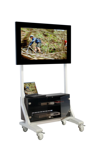 TV Wagen, TV Rack für Fernseher bis 70 Zoll mit Unterschrank ScreenCart L, neigbare Halterung