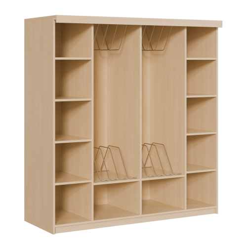 Liegepolsterregal mit Vorhang für 130-150 cm lange Polster, mit Fächern B/H/T: 178x190x72 cm, für bis zu 10 Matratzen, Bettwäschefächer, in Korpusbauweise