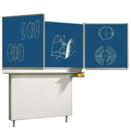 Wandtafel Schultafel aus Premium Stahlemaille, Serie ME MF 200x120 cm, FF 100x120 cm, 7,2 m² Schreibfläche, blau, mit Stützfuß