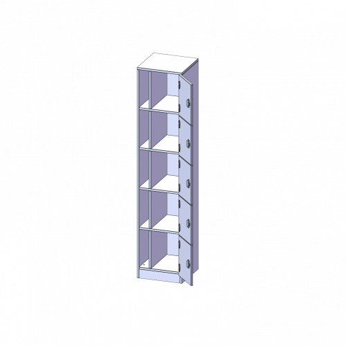 Schließfachschrank, 5 Ordnerhöhen - Serie evo180 B/H/T: 40,5x190x40 cm, 5 Schließfächer, mit Postfach, Türen öffnen nach rechts, mit Sockel (81 mm)