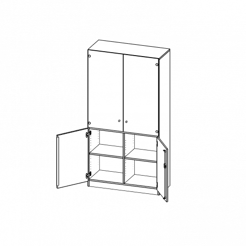 Schrank, 5 Ordnerhöhen, unten Türen (3 OH), oben Vitrinentüren (2 OH) - Serie evo180 B/H/T: 120x190x50 cm, 2 geschlossene und 2 Glastüren, abschließbar, mit Sockel (81 mm)