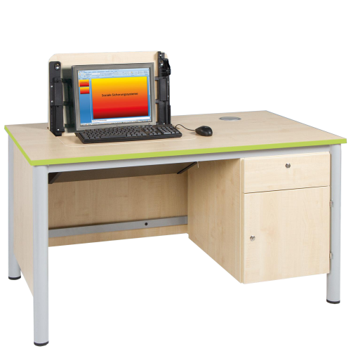 Lehrer Computertisch, abschließbar B/H/T: 140x72x80 cm, Unterschrank rechts