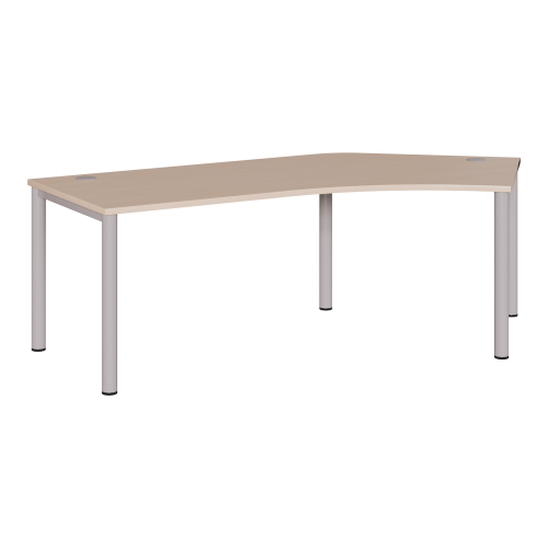 Freiform Schreibtisch höhenverstellbar mit Rundrohrgestell B/H/T: 217x72-86 cm,x80/113 cm, kurze Ecke rechts, Plattendekor und Gestellfarbe sind wählbar