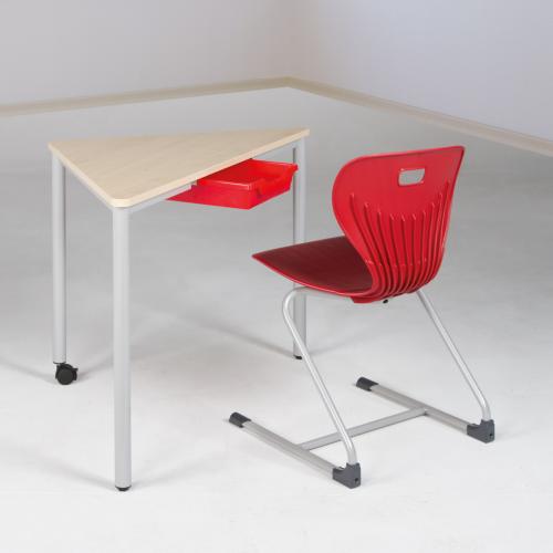 Pythagoras Dreiecktisch Vollkern "Powersurf" mit Ergo Tray Box B/H/T: 120x76x85 cm, mobiler Dreiecktisch mit Kunststoffbox, Tischhöhe DIN06 - 76 cm