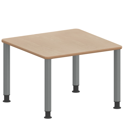 Tisch ZALOTTI mit Schichtstoff-Belag Quadrattisch, B/H/T: 60x53x60 cm, Stahlrohrbeine Ø 60 mm, Fußvariante: höhenverstellbar (53/67 cm), Tischbeine mit RAL-Farbe 9006 (weißaluminium)