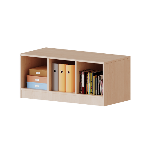 Regal, dreireihig, 1 Ordnerhöhe - evo180 Serie B/H/T: 104,5x46x40 cm, mit Sockel (81 mm) und Mittelwand, ohne Boxen