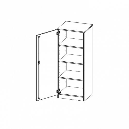 Schrank, 4 Ordnerhöhen - Serie evo180 B/H/T: 60x154x50 cm, 1 Tür, abschließbar, Tür öffnet nach links, mit Sockel (81 mm)