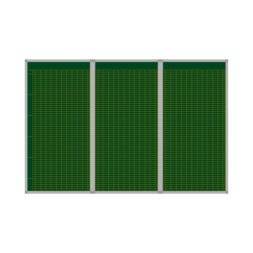 Klassenplantafel erweiterbar, Stahlemaillie grün Stundenplantafel 3-teilig für 30 Klassen mit 10 Tagesstunden, 142x103 cm