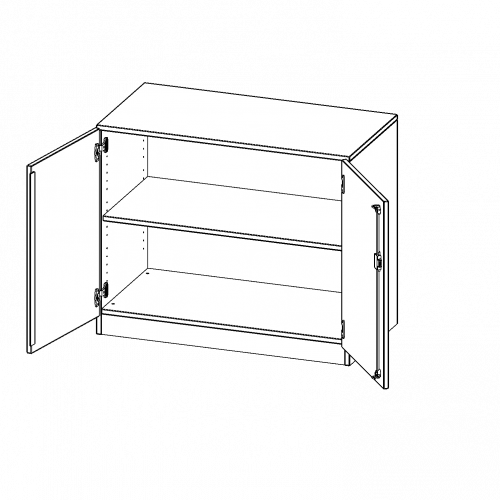 Schrank, 2 Ordnerhöhen - Serie evo180 B/H/T: 100x82x60 cm, 2 Türen, abschließbar, mit Sockel (81 mm)