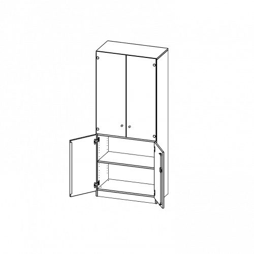 Schrank, 5 Ordnerhöhen, unten Türen (2 OH), oben Vitrinentüren (3 OH) - Serie evo180 B/H/T: 100x190x50 cm, 2 geschlossene und 2 Glastüren, abschließbar, mit Sockel (81 mm)