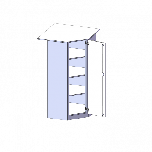 Innenecke als Schrank, 4 Ordnerhöhen - Serie evo180 B/H/T: 90x154x90 cm, Für 60 cm tiefe Schrankwände, Tür öffnet rechts, mit Sockel (81 mm)