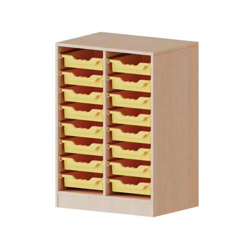 ErgoTray Regal, zweireihig, 2,5 Ordnerhöhen - evo180 Serie B/H/T: 70,3x100x40 cm, mit Möbelstellfüßen, 16 flache ErgoTray Boxen