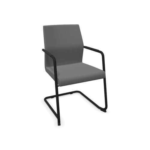 Stuhl Ana mit Kufengestell B/H/T: 59x92x71 cm, mit Armlehne, Gestellfarbe Chrom, Stoffgruppe C4 (Kunstleder, schwer entflammbar)