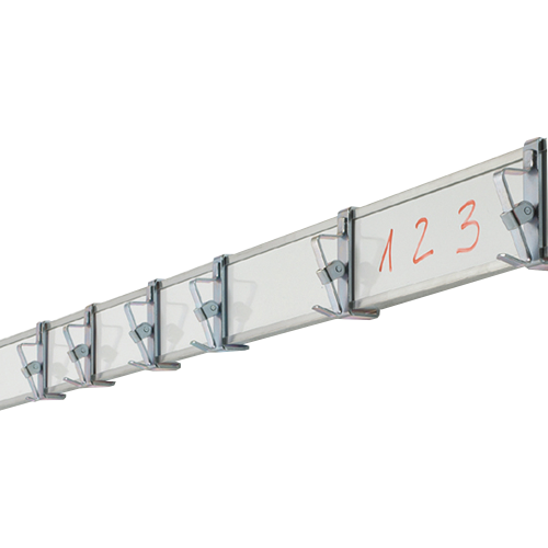 Bilderklemmleiste Stahlemaille weiß Bilderleiste mit 3 Papierklemmen pro Meter, Oberfläche in Stahlemaille weiss, magnethaftend