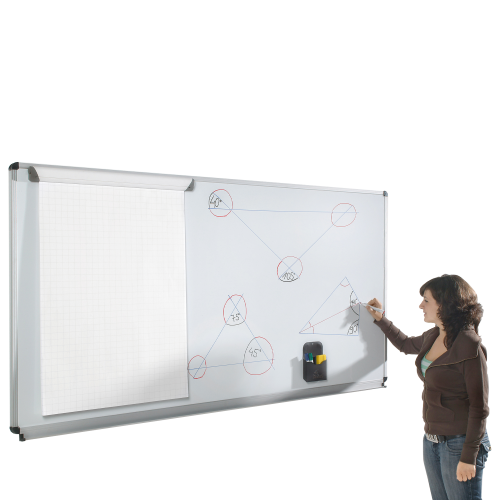 Whiteboard aus Stahl, Serie ST, weiß Whiteboard wahlweise mit Ablage
