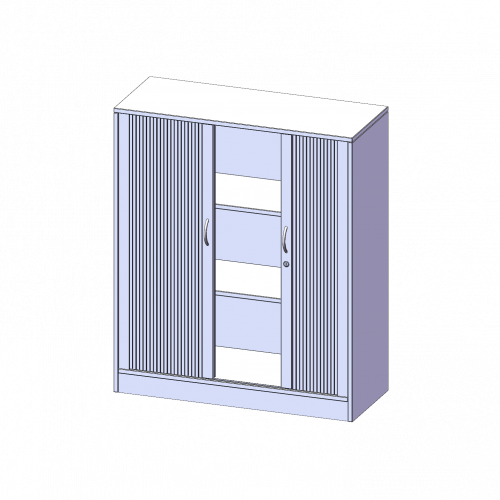 Schrank mit Rollo, 3 Ordnerhöhen - Serie evo180 B/H/T: 100x118x40 cm, Querrolladen, abschließbar, mit Sockel (81 mm)