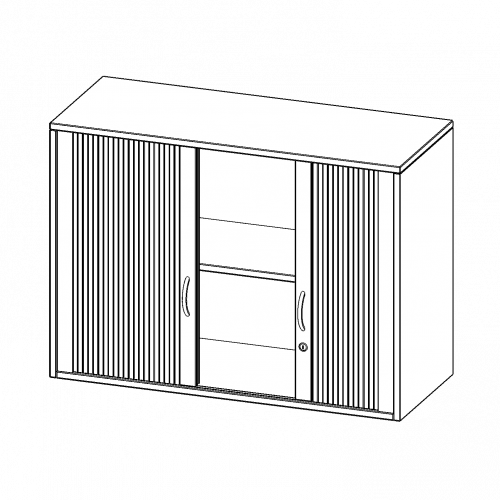 Aufsatzschrank mit Rollo, 2 Ordnerhöhen - Serie evo180 B/H/T: 100x72x40 cm, Querrolladen, abschließbar