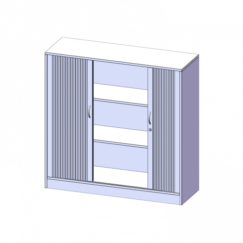 Schrank mit Rollo, 3 Ordnerhöhen - Serie evo180 B/H/T: 120x118x40 cm, Querrolladen, abschließbar, mit Sockel (81 mm)