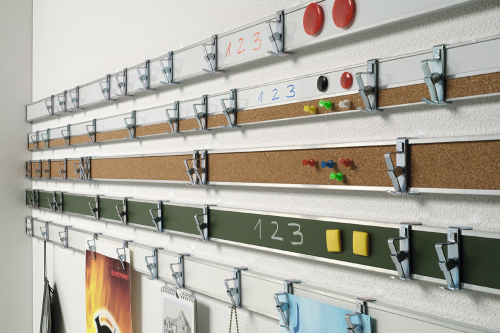Bilderklemmleiste Stahlemaille weiß Bilderleiste 100 cm mit 3 Papierklemmen pro Meter, Oberfläche in Stahlemaille weiss, magnethaftend