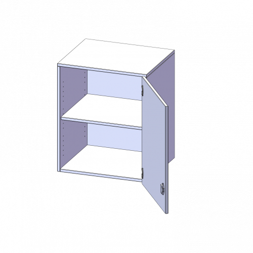 Aufsatzschrank, 2 Ordnerhöhen - Serie evo180 B/H/T: 60x72x60 cm, 1 Tür, abschließbar, Tür öffnet nach rechts