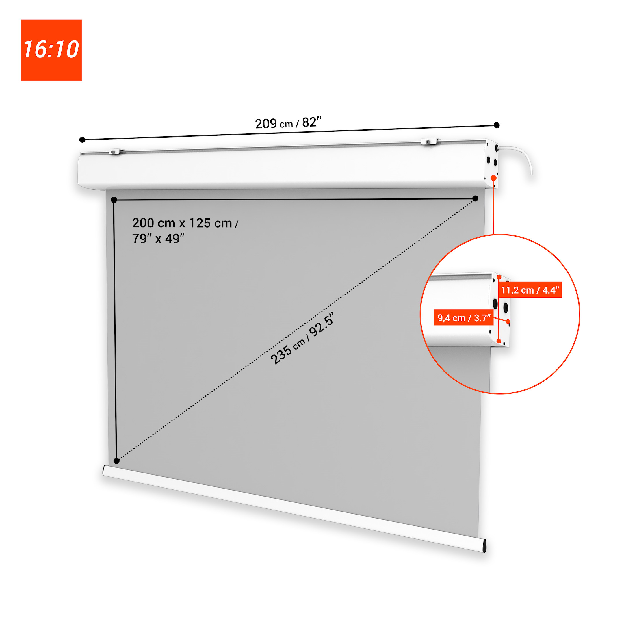 celexon Leinwand Motor Expert 200 x 125 cm
