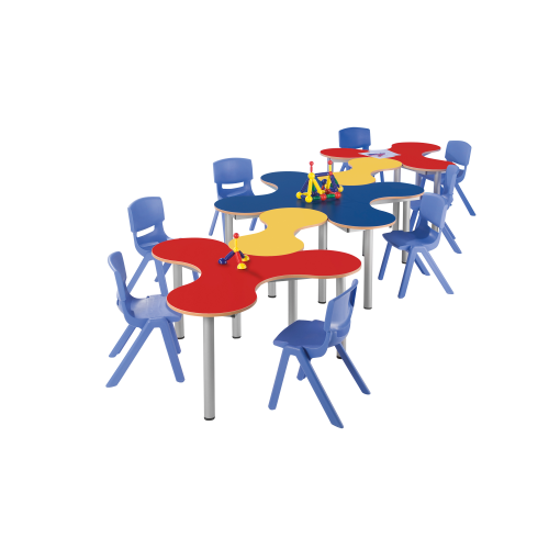 Kleeblatt 3er Tisch Höhenverstellbar 52-66 cm, Vollkern