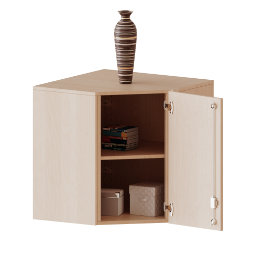 Innenecke Aufsatzschrank, 2 Ordnerhöhe - Serie evo180 B/H/T: 80x72x80 cm, Für 50 cm tiefe Schrankwände, Tür öffnet nach rechts