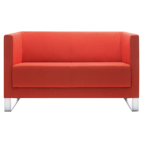 SIT!Box 2er Sofa, mit 4-Fußgestell B/H/T: 123x71x68 cm, Sitzhöhe: 44 cm, Stofffarbe wählbar; Gestellfarbe: Chrom