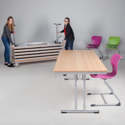 Klapptisch mit Melaminplatte, ABS Kante und pulverbeschichtetem Stahlgestell B/H/T: 120x72x60 cm, mit T-Fuß Gestell