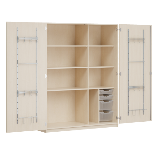 Dreitüriger Musikschrank MOFF 2, mit 4 ErgoTray-Boxen, 5 Einlegeböden B/H/T: 160,9x190x60 cm
