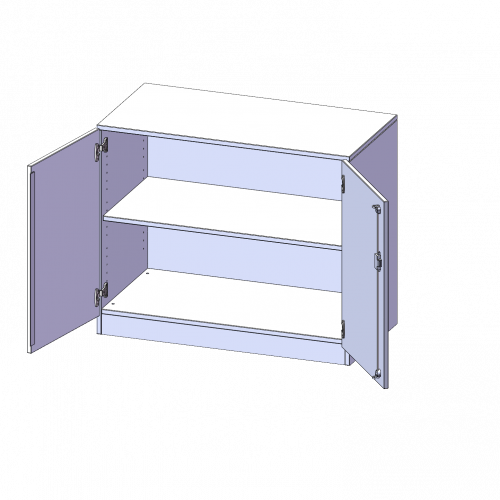 Schrank, 2 Ordnerhöhen - Serie evo180 B/H/T: 100x82x60 cm, 2 Türen, abschließbar, mit Sockel (81 mm)