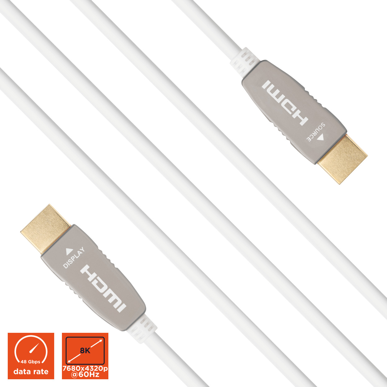 celexon UHD Optical Fibre HDMI 8K 48Gbps Active Kabel 25m, weiß