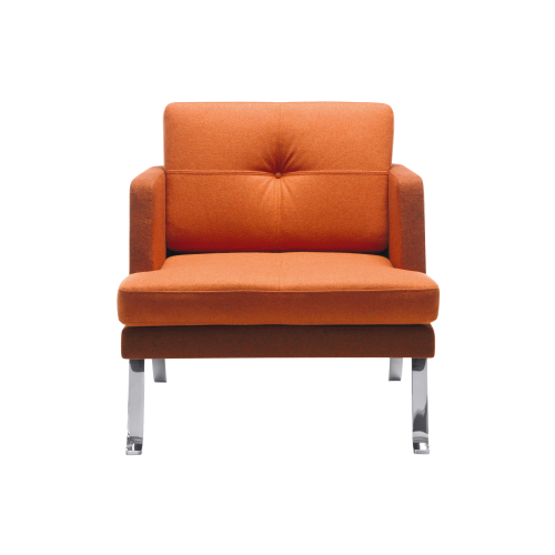 1er Sessel Ona mit Metallgestell & niedriger Lehne B/H/T: 79x84x84 cm, Stoffgruppe C4 (Kunstleder, schwer entflammbar), Gestellfarbe Chrom