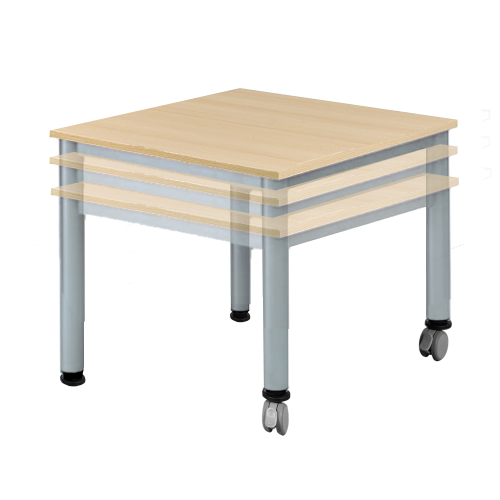 Quadrattisch B/T: 70x70 cm, höhenverstellbar (58-72 cm), fahrbar