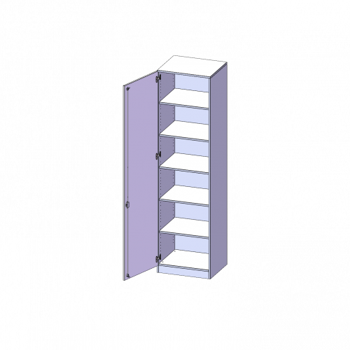 Schrank, 6 Ordnerhöhen - Serie evo180 B/H/T: 60x226x40 cm, 1 Tür, abschließbar, Tür öffnet nach links, mit Sockel (81 mm)
