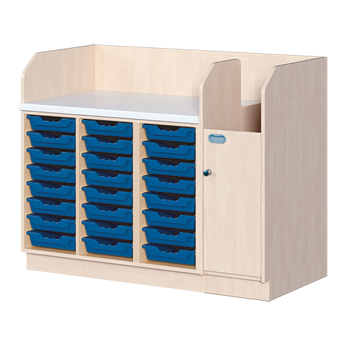 Wickelkommode, vierreihig B/H/T: 143x113x91,5 cm, Integrierter Aufgang rechts, 24 Boxen links