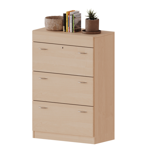 Hängeregisterschrank, 3 Ordnerhöhen - Serie evo180 B/H/T: 80x118x50 cm, 3 Auszüge, abschließbar, mit Sockel (81 mm)