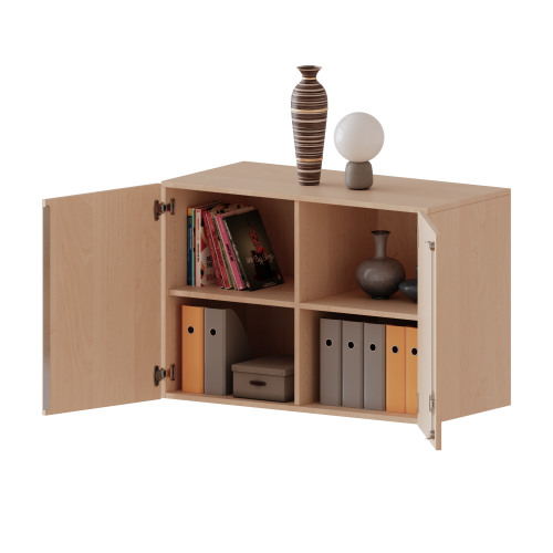 Aufsatzschrank für ErgoTray Serie, 2 Ordnerhöhen - Serie evo180 B/H/T: 104,5x72x60 cm, zwei Türen, mit Mittelwand