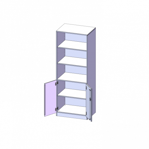 ErgoTray Kombi-Schrank, zweireihig, 5 Ordnerhöhen - evo180 Serie B/H/T: 70,3x190x50 cm, 2 OH unten mit Türen, oben 3 OH Regal, mit Sockel (81 mm)