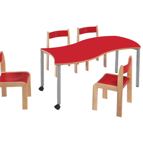 Swing-It STEELY rechteckiger Wellentisch Schultisch, fahrbar B/H/T: 120x42x60 cm, kombinierbar mit anderen Tischen der Serie