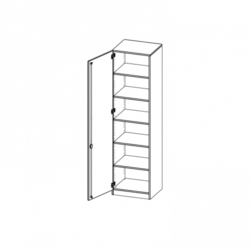 Schrank, 6 Ordnerhöhen - Serie evo180 B/H/T: 60x226x40 cm, 1 Tür, abschließbar, Tür öffnet nach links, mit Sockel (81 mm)