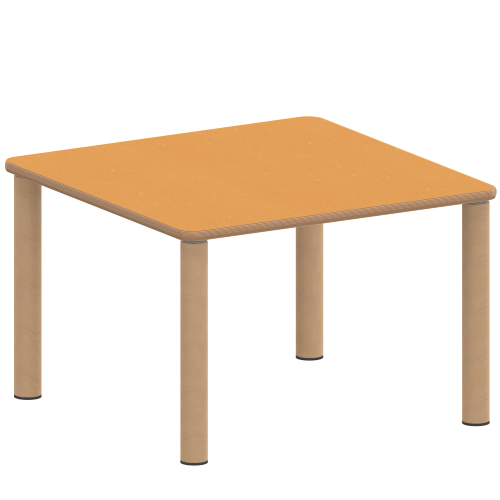 Tisch ZALOTTI mit Linoleum-Belag Quadrattische, Maße B/T: 80x80 bzw. 60x60 cm, Höhen 25…76 cm, Massivholzbeine Ø 60 mm, Fußvariante: Stellfuß
