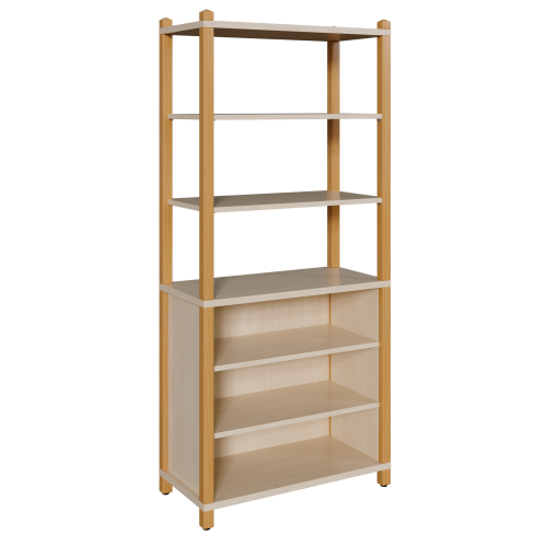 Stollen-Regal mit 5 Fächern B/H/T: 82 x 160 x 40 cm, Regal mit 4 verstellbaren Einlegeböden bzw. 5 Fächern, unten 3seitig geschlossen, oben offen
