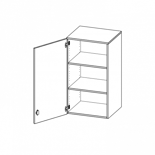 Aufsatzschrank, 3 Ordnerhöhen - Serie evo180 B/H/T: 60x108x50 cm, 1 Tür, abschließbar, Tür öffnet nach links